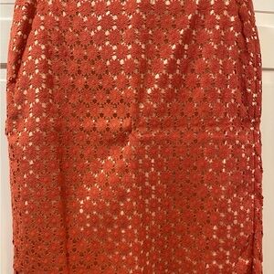 Elegant Floral Lace Skirt - Rust
